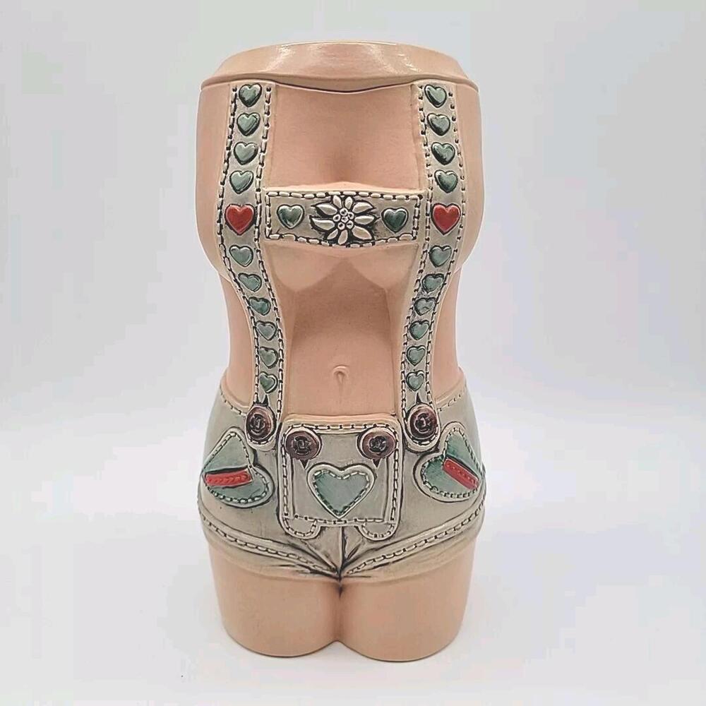 German Woman in Lederhosen Beer Stein Mug GERZ Vase Sexy Butt Server Waitress